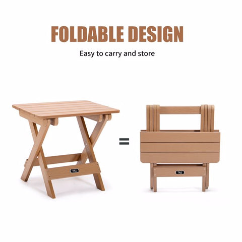 Tale Adirondack Portable Folding Side Table Square All-Weather and Fade-Resistant Plastic Wood Table Perfect for Outdoor