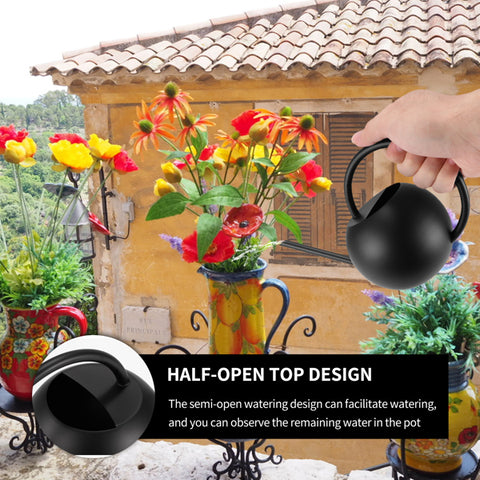 Portable Spherical Watering Pot Stainless Steel Watering Can Ergonomic Design Watering Pot Household Plant Water Pot with Long Spout for Flower Plant Indoor Outdoor
