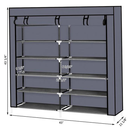 Shoe Rack Closet Portable Storage Closet Fabric - Gray