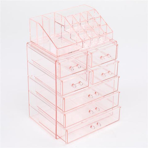 🔥 Hot Deal Plastic Cosmetics Storage Rack Makeup & Accessories Organizer Case, Pink 🔥