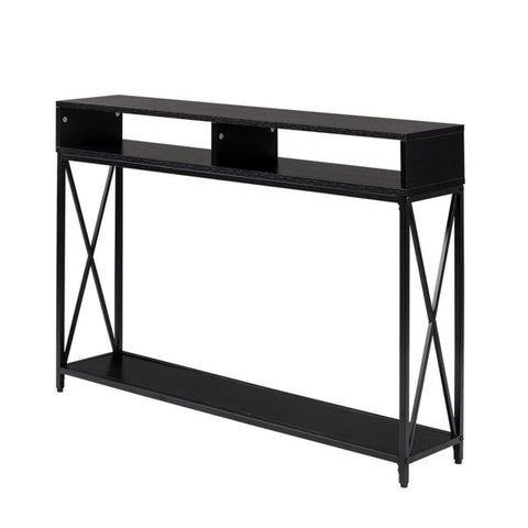 Industrial Style Porch Table Side Cross, 3-layer Black Oak Triamine Board