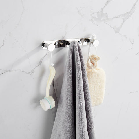 Towel Rack, Wall Mounted with Three Hooks Bathroom Accessories