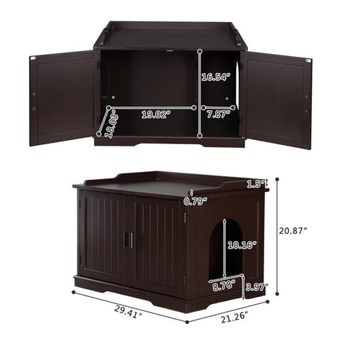 Cat Litter Box Enclosure Cabinet, Large Wooden Indoor Storage Bench Furniture for Living Room, Bedroom, Bathroom, Side Table w/ Pet Mat
