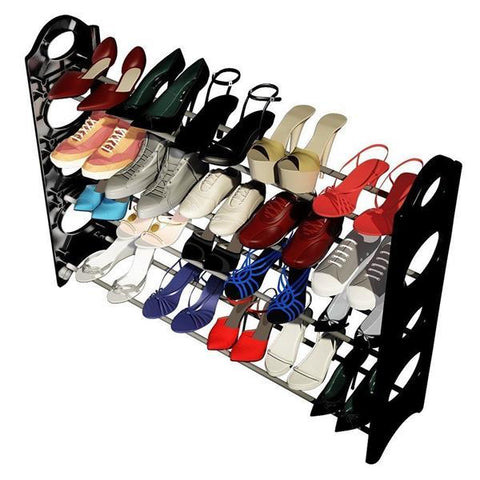 Shoe Rack - Black & White - Stores Up To 20 Pairs