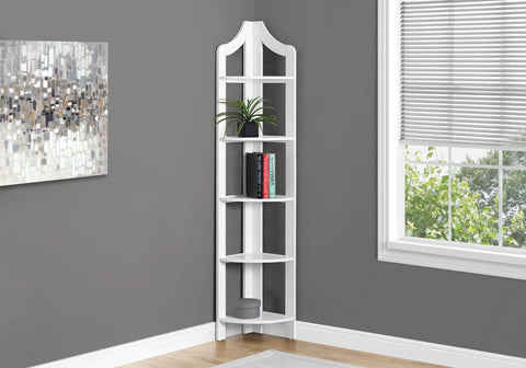 Monarch Specialties Corner Accent Etagere Bookcase in White