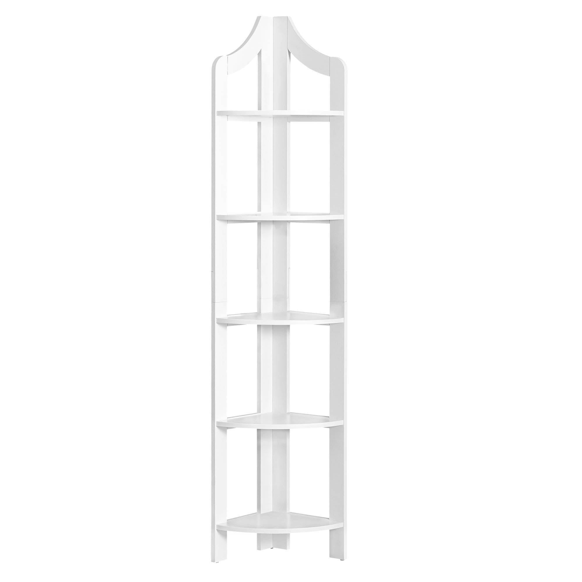Monarch Specialties Corner Accent Etagere Bookcase in White