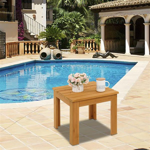 Wooden Square Side End Table Patio Coffee Bistro Table Indoor Outdoor