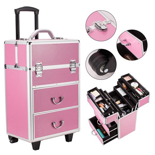 Lockable Cosmetic Makeup Train Case Pink