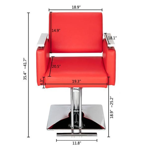 Square Base Boutique Hair Salon Special Hairdressing Beauty Chair, Red