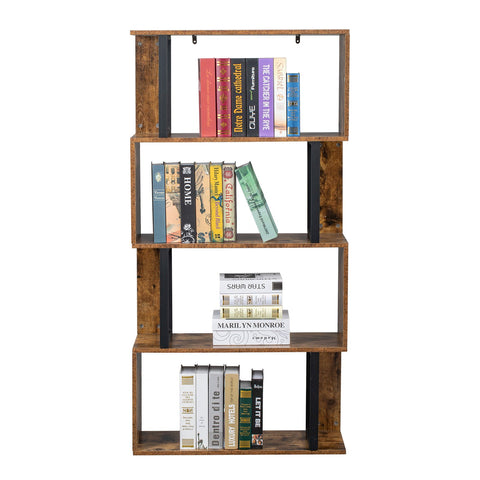Industrial Bookcase Display Shelf, Vintage Brown