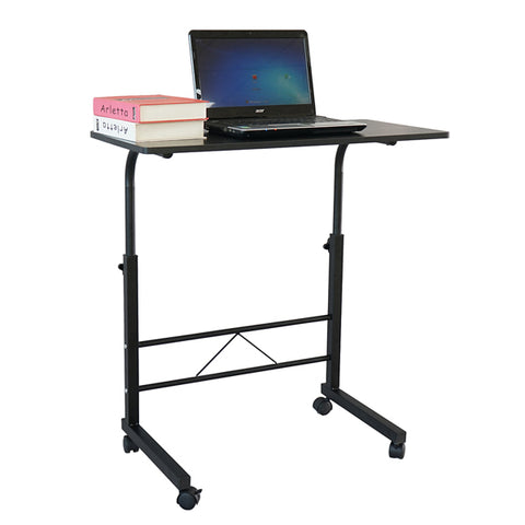 Movable Chipboard & Steel Overbed Side Table Black