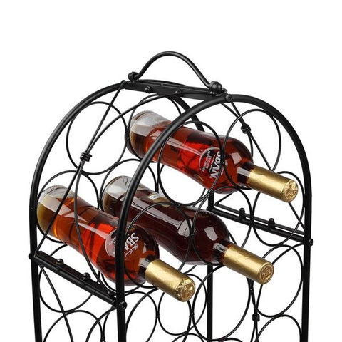 Wine Rack, Metal Bordeaux Chateau Style Black 23 Bottle Holder
