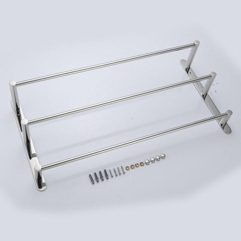 THREE Stagger Layers Towel Rack SUS304 Stainless Steel Hand Polishing Mirror Polished Finished Bathroom Accessories Set Three Towel Bars 27.56 inch bars KJWY004-70CM