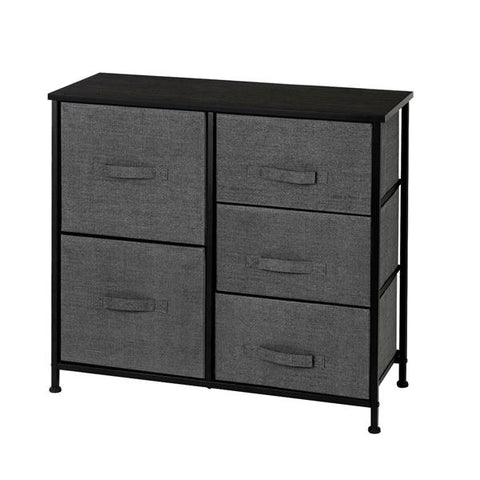 Dresser Organizer With 5 Drawers, Fabric Dresser Tower for Bedroom, Hallway, Entryway, Closets, Grey