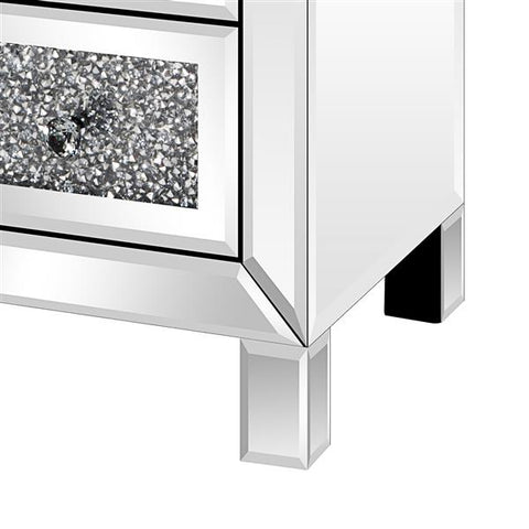 3-Drawers Nightstand, Modern and Contemporary Mirror Surface With Diamond