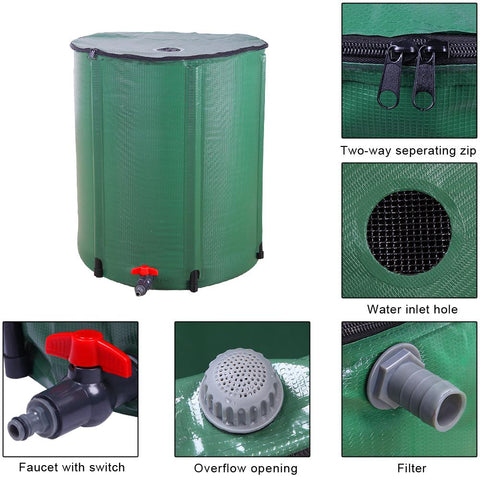 66 Gallon Folding Rain Barrel Water Collector