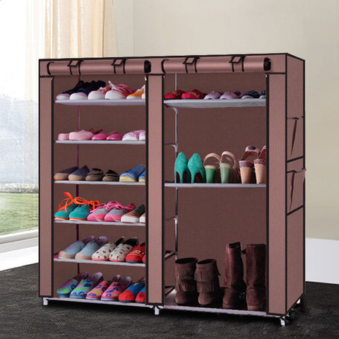 Double Rows 9 Lattices Combination Style Shoe Cabinet Coffee