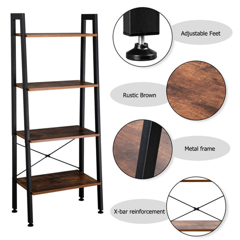 Ladder Shelf 4 Tiers Industrial Style