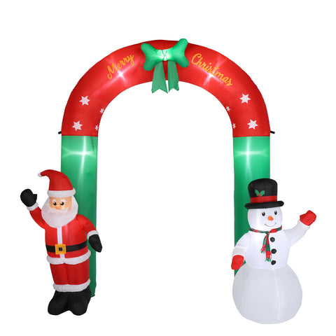 Christmas Inflatable 8ft Arch Decoration, Santa & Snowman, Lights