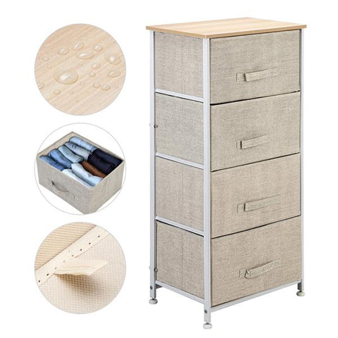 4-Tier Dresser Tower, Fabric Drawer Organizer With 4 Easy Pull Drawers