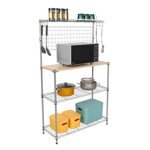 4-Tier Bakers Rack with Kitchen Storage, Chrome