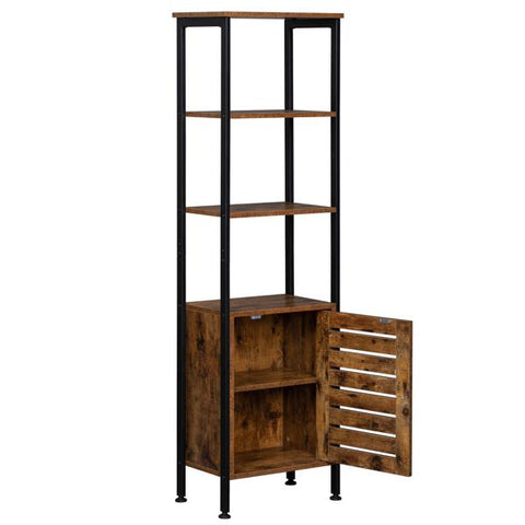 4-Tier Space-Saving Tall Cabinet Storage Steel Frame with Door and Inside Adjustable Shelf