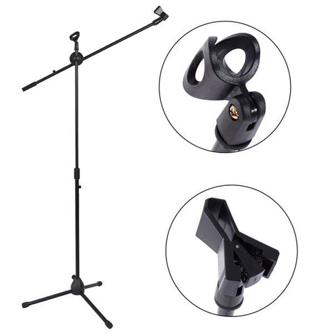 Telescopic Boom Microphone Stand Adjustable Folding Type Tripod Floor Holder