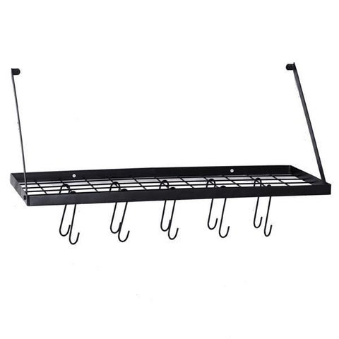 Wall Mount Pot Rack Kitchen Cookware Hanging Organizer with 15 Hooks