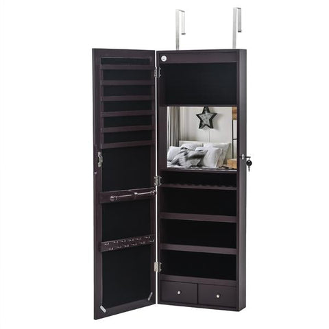Jewelry Cabinet, Wall Mounted with Mirror, 2 Drawers