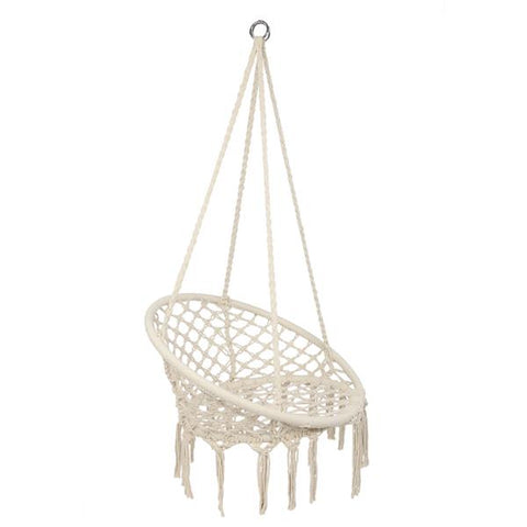 High Quality Round Tassel Cotton Sling Hanging Hammock Chair Swing Beige