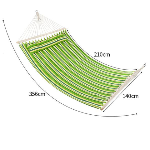 Stylish Printing Portable Double-Bed Hammock w/ Pillow Spreader Bar Green