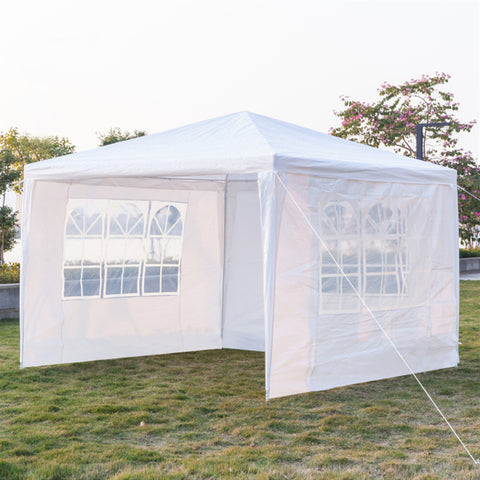 3 x 3m Three Sides Waterproof Canopy Party Tent w/ Spiral Tubes White
