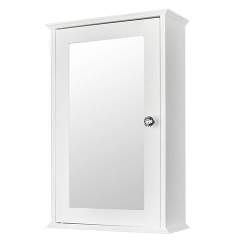 Bathroom Wall Mounted Cabinet Shelf With Door and Mirror White