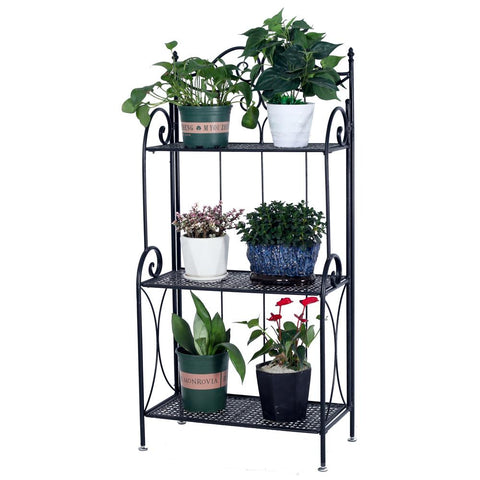 3-Tier Plant Display, Metal Foldable Stand Rack