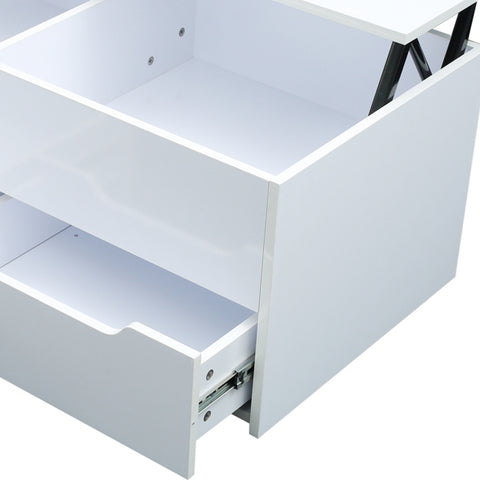 Function Home Contemporary Lift Top Coffee Table，Modern Storage Coffee Table with Drawers and Hidden Compartment，Lift Top Cocktail Table,Central Table with Wooden Lift Tabletop,white