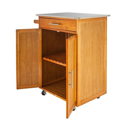 Kitchen Cart with Island & Kitchen Cabinet With Stainless Steel Table Top