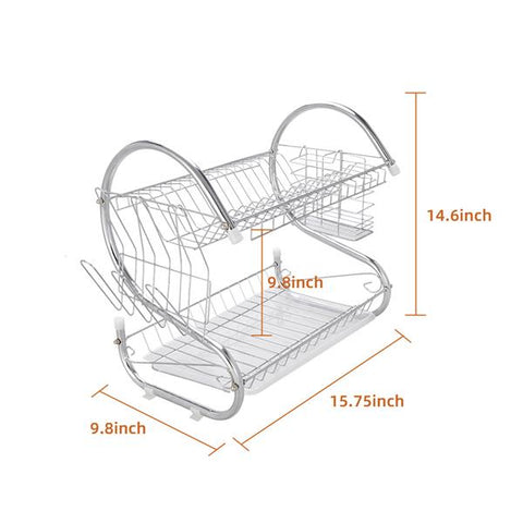 Dual Layer S-shaped Dish Drainer Drying Rack