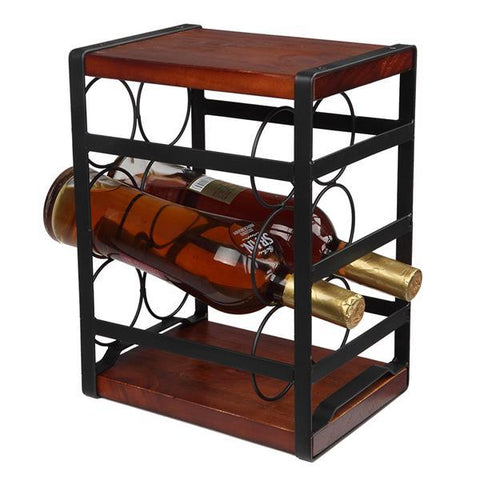 Rustic Wood Countertop Wine Rack 6 Bottles