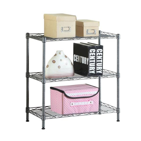 Concise 3 Layers Carbon Steel & PP Storage Rack Black