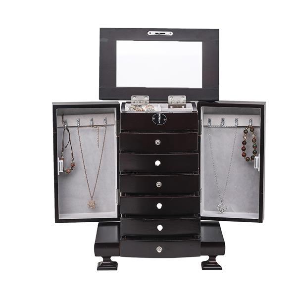 Small Mirror Jewelry Cabinet Organizer, Brown