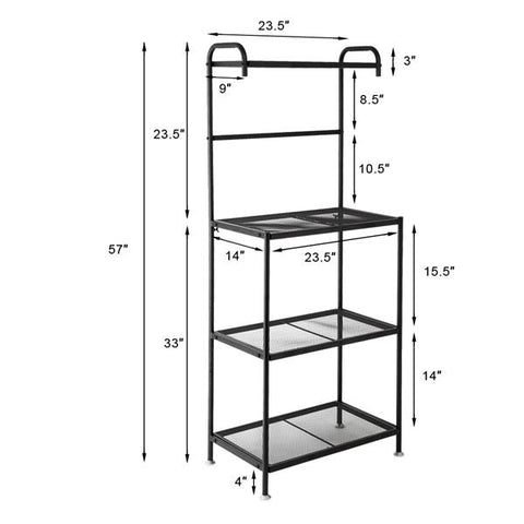 Kitchen Shelf with 4-Tier Wire Metal Mesh Laminate Carved Designs