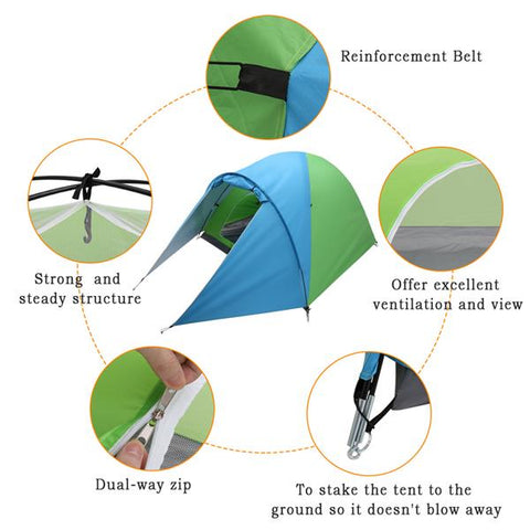 4-Person Double Layer Family Camping Tent Outdoor Instant Cabin Tent for Hiking