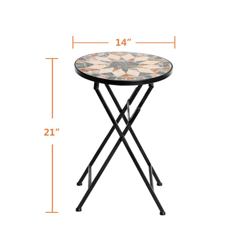 Ceramic Inlaid Star Pattern Installation-Free Cafe Side Mosaic Round Table