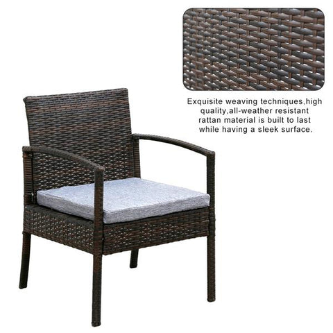 3pcs Wicker Rattan Outdoor Patio Garden Furniture Set w/ Cushions Coffee Table
