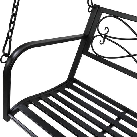 Durable Outdoor Flat Tube Double Swing Chair w/ Thick Back Line Black