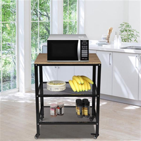 3-Tier Rolling Kitchen Utility Microwave Cart Standing Bakers Rack Storage