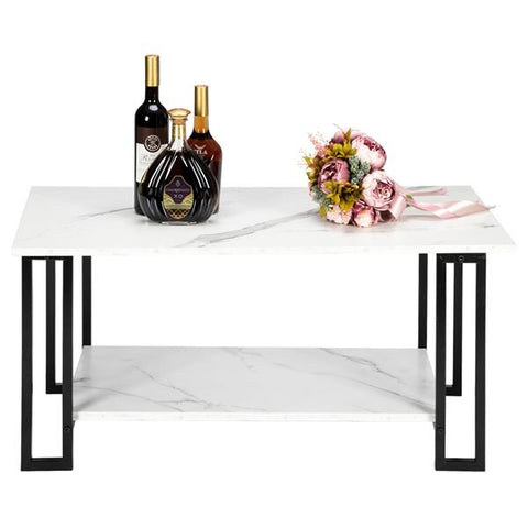 Imitation Marble Rectangle Tabletop Iron Coffee Table