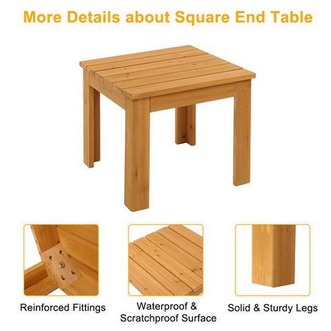 Wooden Square Side End Table Patio Coffee Bistro Table Indoor Outdoor