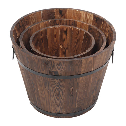 Outdoor Reinforced  And  Anticorrosive Wooden Pot Set Of Three