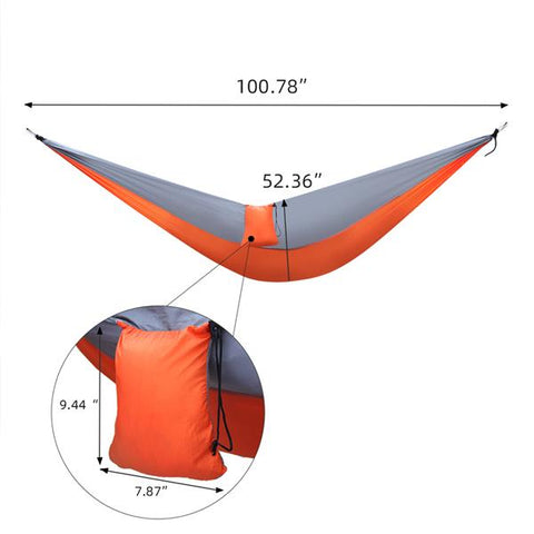 Portable Outdoor Nylon Parachute Fabric Double Hammock Swing Bed Orange Gray